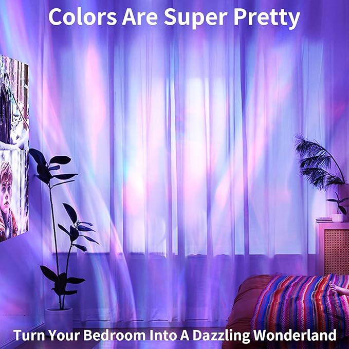 Aurora Light Projector, 2400mah Galaxy Projector for Bedroom, 16 Light Color Aurora Night Light with Touch & Remote, Dimmable Mood Lighting Ocean Lamp for Playroom Kids Teen Girl Gift