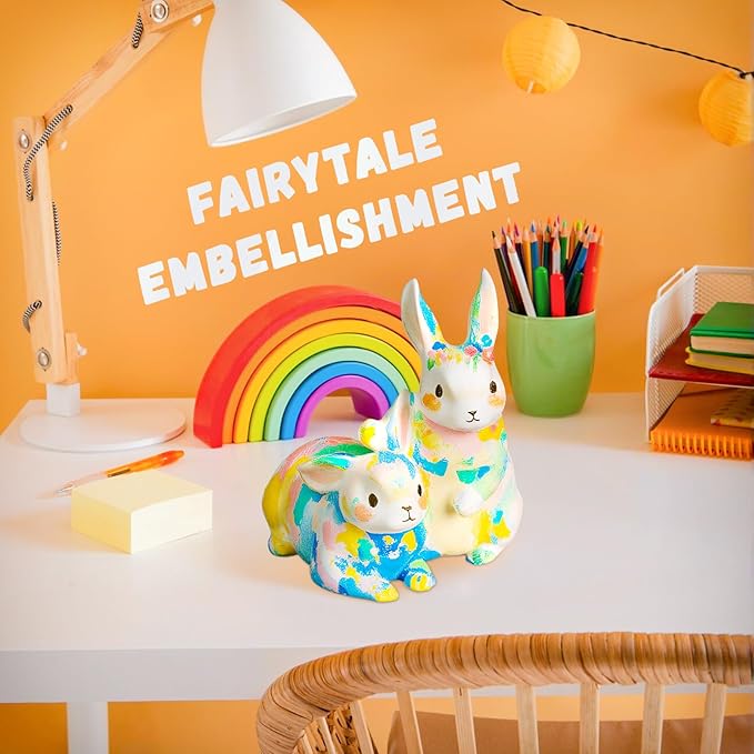 Loungelore Paint Your Own Bunny Lamp Kit, DIY Rabbit Night Light, Arts and Crafts for Kids Ages 8-12, Crafts for Kids Ages 4-8, Creativity Painting Kit Toy for Girls Ages 3 4 5 6 7 8 9 10 11 12+