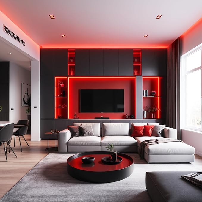 32.8FT/10M Red COB LED Strip Lights, Cuttable LED Tape Lights 3200 LEDs High Bright CRI 93+ Flexible Light Kit for Bedroom, TV Backlight, Mirror, Gaming Room Decor(No Plug)