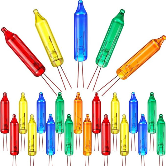 Mudder 500 Pcs Christmas Tree Replacement Light Bulbs 2.5v Christmas Light Bulbs Incandescent Xmas Decorative Replacement String Lights Outdoor Indoor(Red Yellow Blue Green Orange)