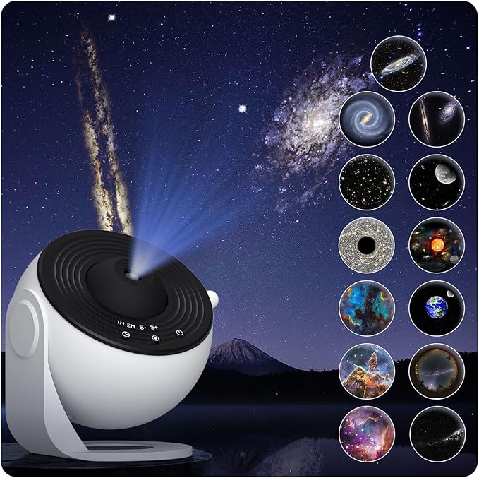 Planetarium Projector for Bedroom, Star Galaxy Light Projector with Nebula Milky Way, LED Night Light for Ceiling with Timer, Mood Lighting for Adults Kids Teens, Home Theater (Black White)