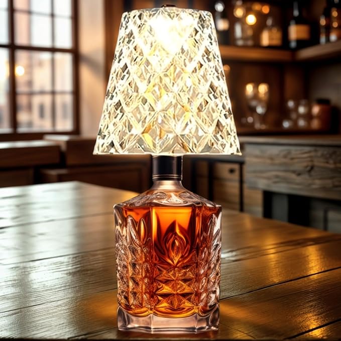 Rechargeable LED Bottle Lamp- Crystal Clear Table Lamp with 3 Color Modes, 2000mAh Battery & Touch Control, Wireless Wine Bottle Lamp for Home Bar, Wedding, Party Decor (1)