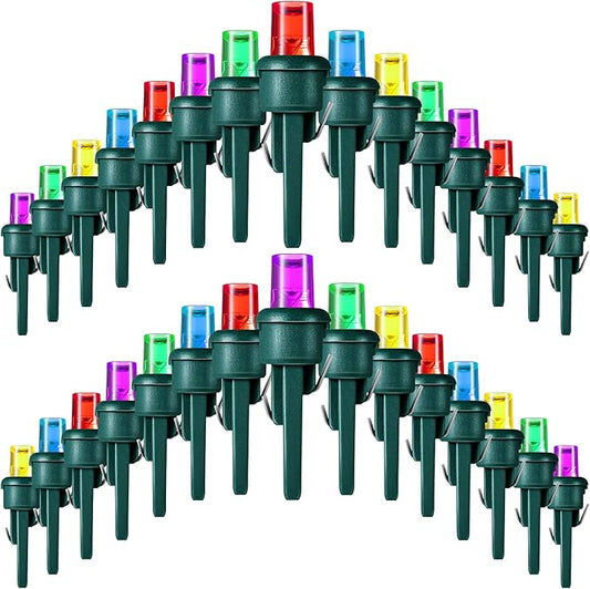 Honoson 180 Count 5 mm LED Halloween Replacement Bulbs Bulk Wide Angle Christmas Light Xmas Tree String Replacement Festival Light Decoration (Green Base with Bright Colors Bulb)