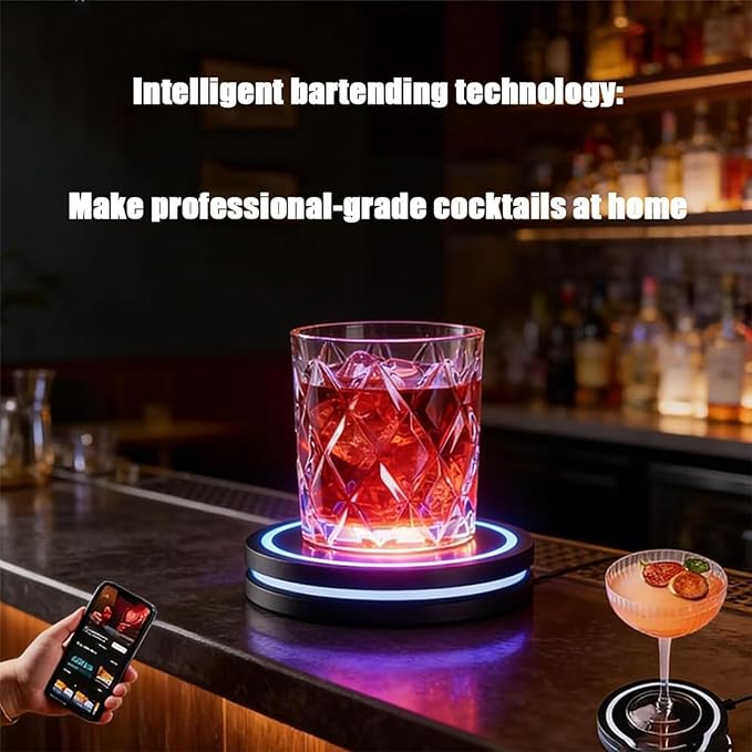 Smart Coaster Cocktail Maker Machine - 2026 New Portable Automated Bartender w/Smart Sensing Tech, Interactive Mood Lighting for Home Bar & Parties (3pcs)