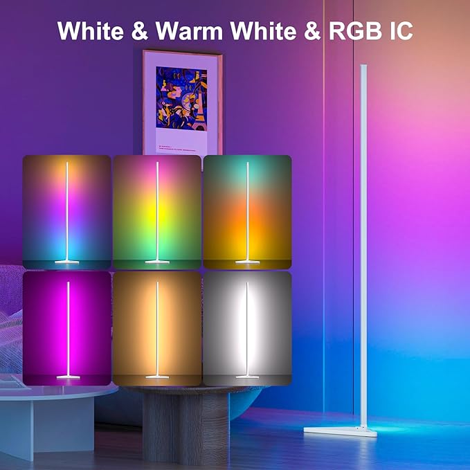 MIHEAL Corner Floor Lamp - Smart RGB LED Corner Lamp with App and Remote Control, 16 Million Colors & 68+ Scene, Music Sync, Timer Setting -for Living Rooms, Bedrooms, and Gaming Rooms
