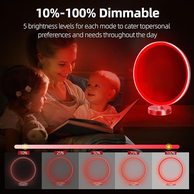 Red Light Therapy Night Light Lamp for Sleep 670nm Red Nightlight Desk Lamp with Multi-Color and Brightness Options Remote Control,Deep Relaxation and Improve Sleeping for Adults Kids (Silver)
