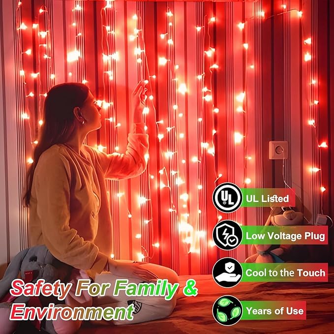 340 LED 90FT Christmas String Lights Outdoor, 12 Pro Modes and Timer Memory & Brightness, Plug in Waterproof Dark Green Wire Twinkle Light for for Xmas Yard Tree Wedding Party Decor (Red)