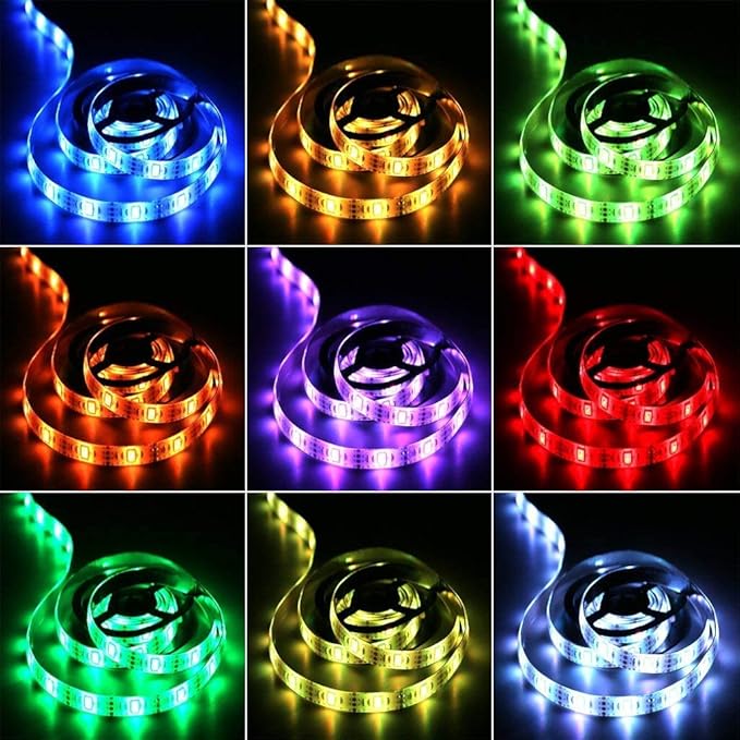 Three Sets Battery Powered Led Strip Lights, 5050 2M/6.6FT, Flexible Color Changing RGB LED Light Strip, 60 LEDs 5V Battery-Powered with Controller. (3)