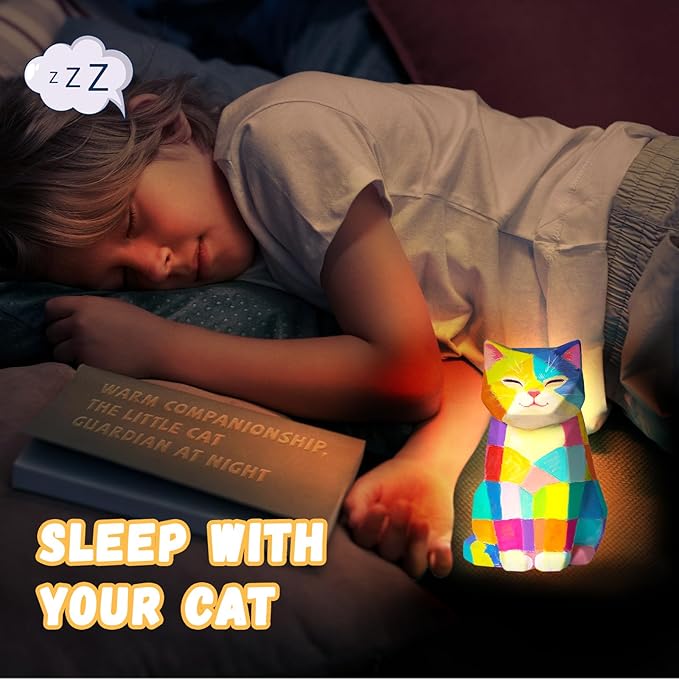 Paint Your Own Cat Lamp Kit, Arts and Crafts for Kids Ages 8-12, Arts and Crafts for Kids 4-6, DIY Sitting Cat Night Light Gifts for Girls, Art Supplies for Teens Girls Boys Birthday Ages 3 4 5 6 7 8+