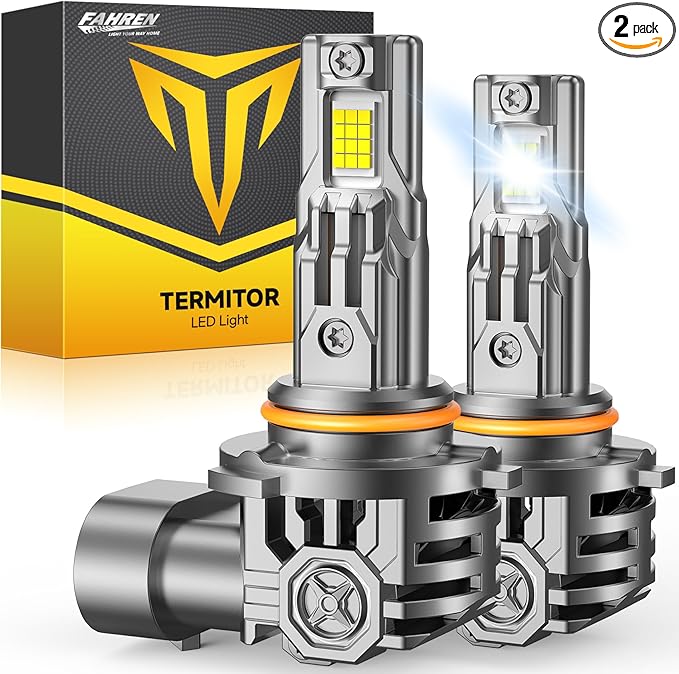 FAHREN 9005/HB3 LED Light Bulbs, 60000LM Super Bright, 6500K Cool White, 10-Year Service Lifespan, 9005/HB3 high beam 5 Min Plug and Play, Real 1:1 Designfor Stock Halogen Replacement, Pack of 2