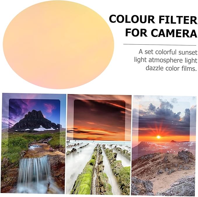 10pcs Colorful Sunset Light Gel Filter Photography Films for Strobe Flash and Led Lights for Creating Dazzling Atmosphere Photos and Videos