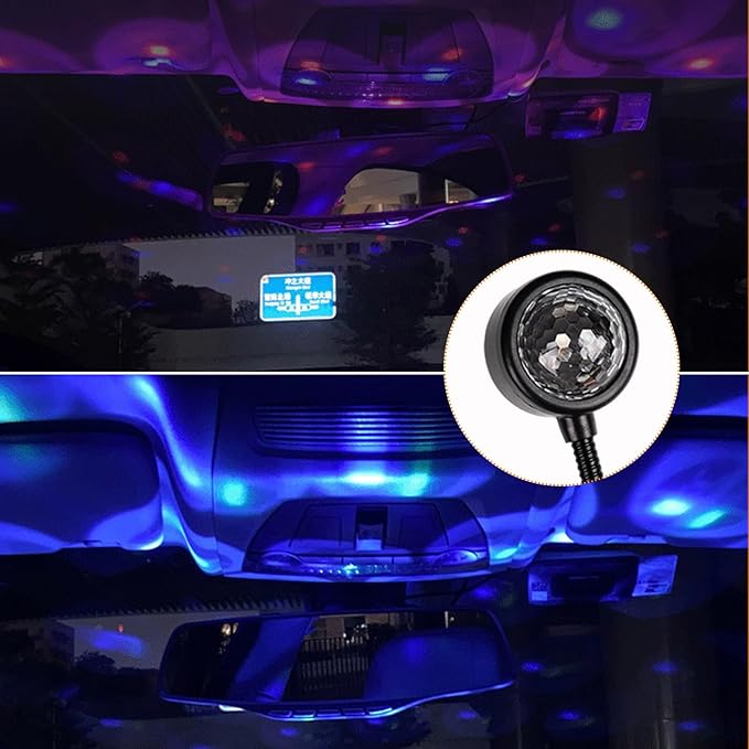 USB Star Night Light Projector, Portable Car Roof Sound Activated Atmosphere Lamp, Adjustable Auto Interior Atmosphere Decorative Light for Vehicle, Bedroom, Ceiling, Party