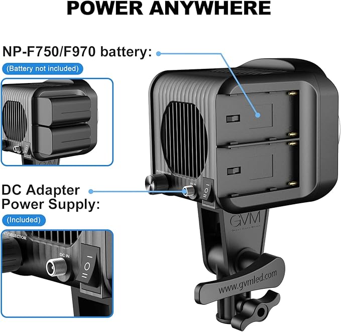 GVM 80W Video Light, Continuous Lighting for Photography with Bowens Mount, 2700~7500K, 44100Lux/0.5m Studio Light with APP, CRI 97+ Bi-Color 8 Scene Lights Support AC Adapter & NP Battery