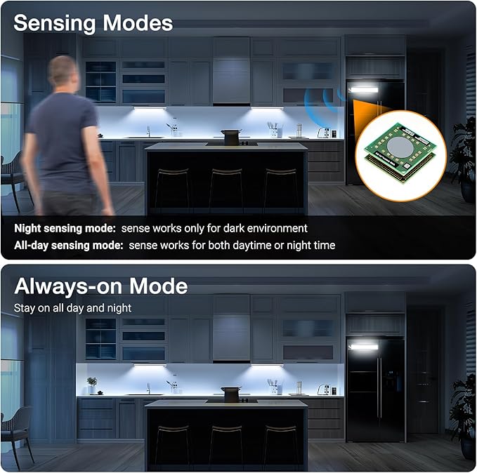 CT CAPETRONIX Under Cabinet Lights, Rechargeable Closet Lights with 3 Color Temperatures Dimmable 3 Modes, Motion Sensor Light Indoor with Magnetic, Wireless Under Counter Lights for Kitchen, Stairs