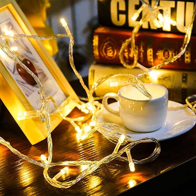 100 LED Warm White String Lights Indoor Decorations, 33ft Plug in & Connectable Clear Wire Fairy Lights Lamp for Bedroom, Wedding Party, Birthday, Christmas Tree, Yard & Patio Hanging Decor