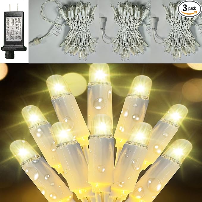 Christmas Lights 34FT Outdoor Waterproof Decoration String Lights 100 Count Warm White for Wedding Outdoor Indoor Xmas Party Christmas Tree Bushes (3, 34ft)