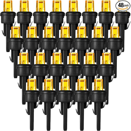 Honoson 48 Count 5 mm LED Halloween Replacement Bulbs Bulk Wide Angle Christmas Light Xmas Tree String Replacement Festival Light Decoration (Black Base with Orange Colors Bulb)