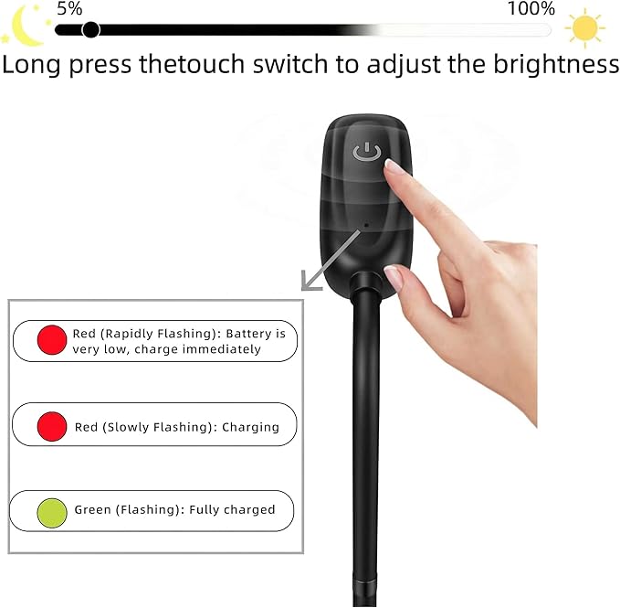 Cordless Floor Lamp, Rechargeable Battery Portable Floor Lamp for Living Room, Battery Operated Lamp, Touch Control for Reading Camping, 3 Color Temperatures Emergency Lighting(Black)