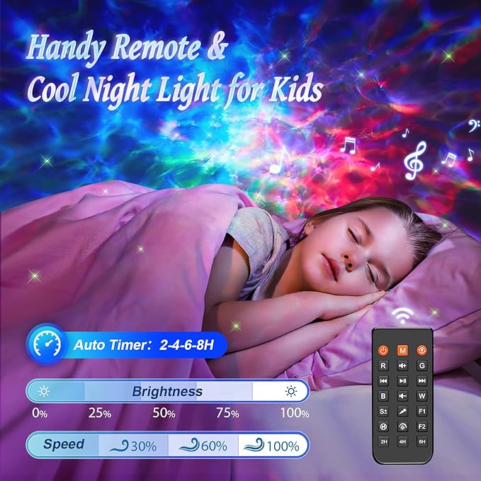 OneFire Galaxy Light Projector with Gift Box/360 Lighting Modes/15 White Noise/Bluetooth Speaker Star Projector for Bedroom for Teen Girls, Kids Room Ambient Lighting
