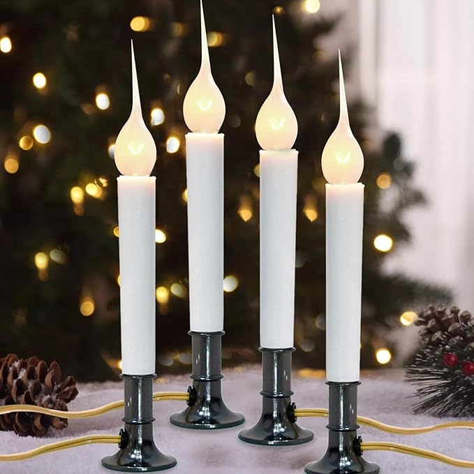 Dipped Candle Light Bulbs, Christmas Silicone Decorative Replacement Bulbs 5 Watts for E12 Candelabra Base Night Lights, Electric Window Candles, Chandelier - 12 Pack