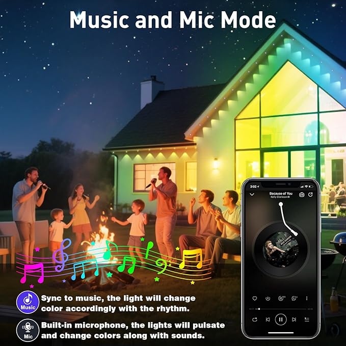 Permanent Outdoor Lights,300FT RGB Eave Light,IP67 Waterproof Lighting for House,Smart LED with App/Remote Control for Outdoor Decor,Garden Decor,Party,Holiday