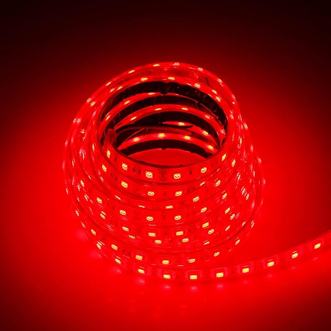 Red Rope Lights 12V Waterproof DIY Underwater Boat Light IP68 Outdoor LED Strip 16.4ft 5M 5050 SMD 300 LED Tube Flexible