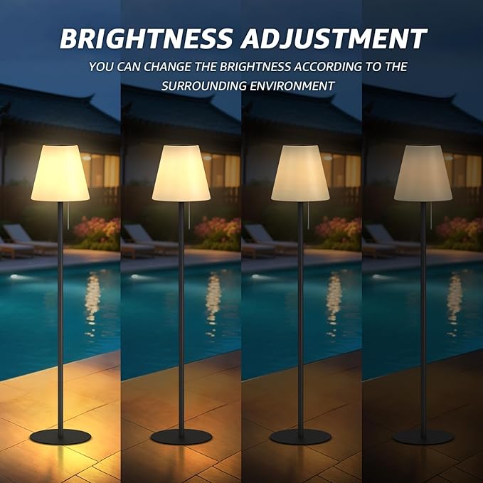 Solar Outdoor Floor Lamp USB Rechargeable Cordless Dimmable RGB Warm White LED Lights for Yard Garden Patio