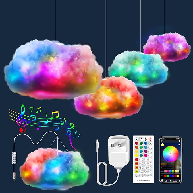ViLSOM LED Cloud Light, RGB Cloud Lamp with IC Remote Control and APP Control Cool Lights Sync Music Color Changing Led Lights for Bedroom Ceiling Adults and Kids Modern Home & Room Decor