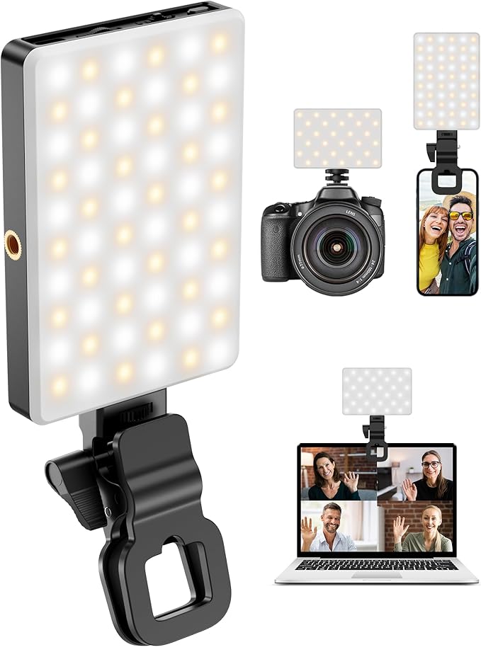 Selfie Light for iPhone:3000mAh Phone Light Clip with 120 LEDs & CRI95+, Compatible with iPhone/Laptops/Tablets/Cameras for Video Recording/Selfies/Live Streaming/Zoom/YouTube