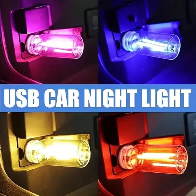 USB Night Light, Ambient Lighting car Led Light, led Light Bulb with Flexible Neck Plug in USB Automotive Night Light,for Car (Purple)