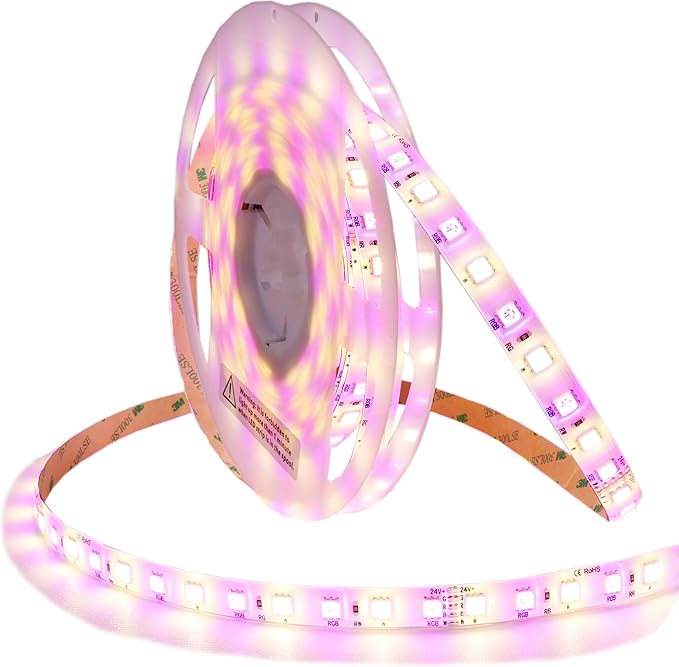 RGB+Warm White LED Strip Lights DC24V SMD5050 360LEDs RGBW LED Tape Light Multi-Colored Silicone Waterproof IP65 16.4Ft for Bedroom Home Kitchen Lighting