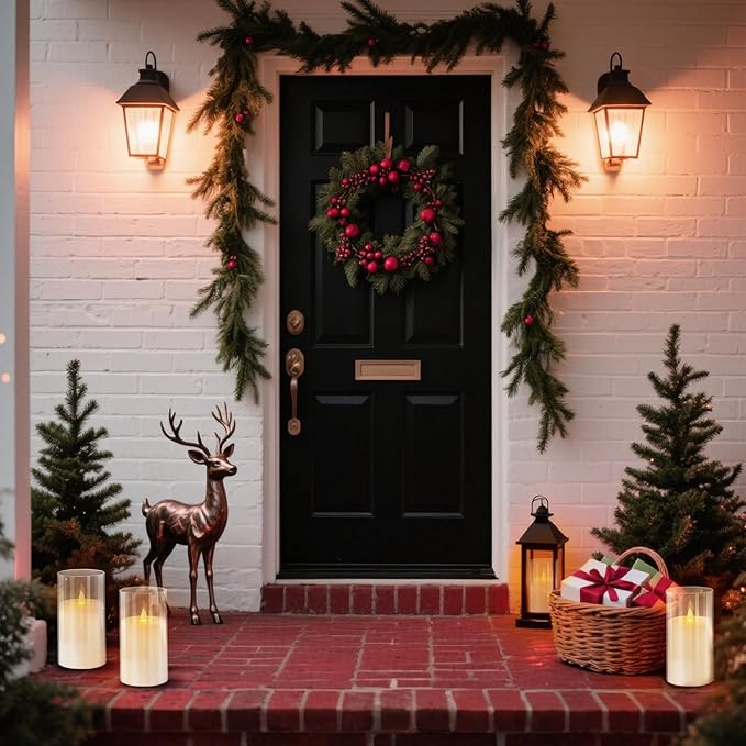 Flameless Candles 4" 5" 6" Set of 2 Acrylic Glass Pillars 3" Diameter Battery Operated Flickering Candles Include 8-Key Remote with Timer Function 400+ Hours (Pure White, 2 Pack)
