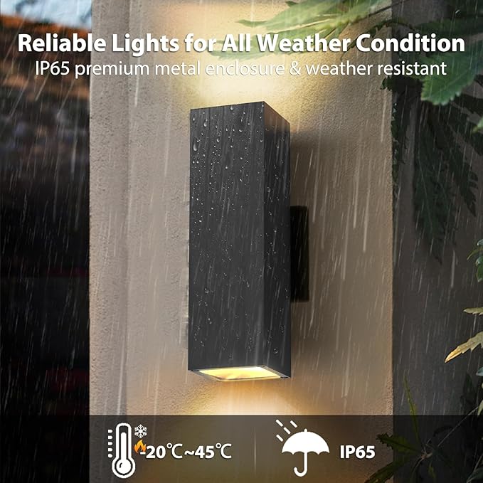 11.8" Outdoor Lights for House, Up & Down Exterior Sconce Lights, IP65 Waterproof, Corrosion-Resistant, E27 Bulb (Not Included) – Ideal for Porch, Garage, Patio, Front Door - 1 Pack