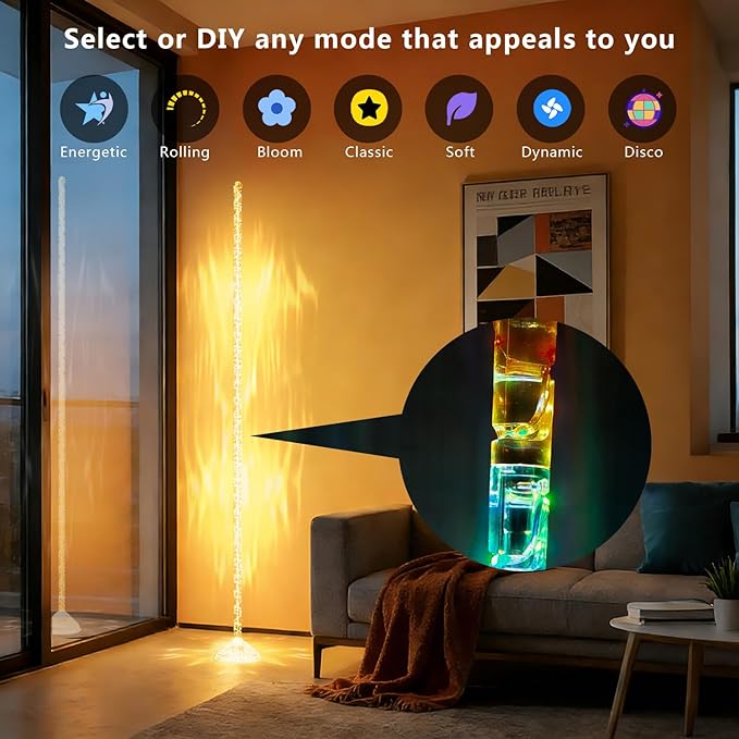 DAYBETTER Crystal Floor Lamp RGB+IC Corner Lamp with Magic Color, APP & Remote Control, 220 Lumens for Mood, NOT for Lighting, for Corner Decoration (Installation Requires Skill and Patience)