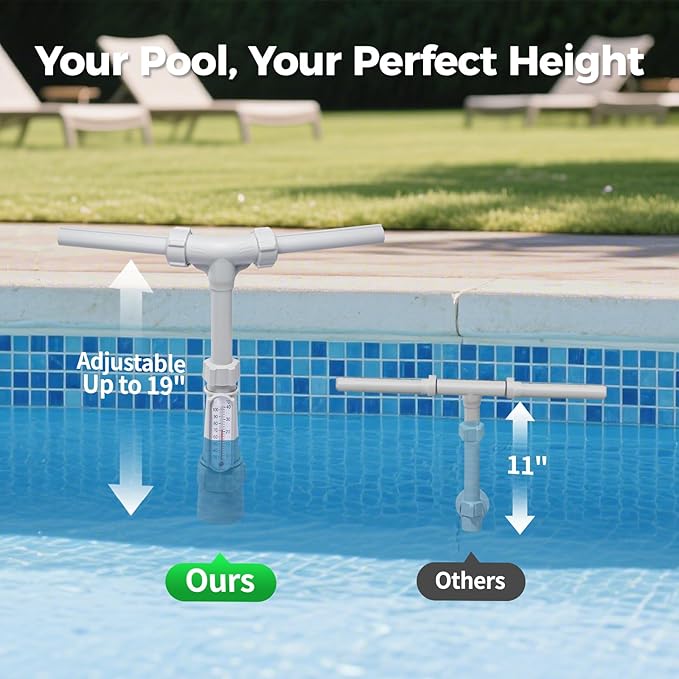 Klleyna Swimming Pool Fountain for Above & In-Ground Pools, Pool Waterfall Water Cooler Sprinkler Sprayer Summer Party Decor (B-Gray-3 Adapters)