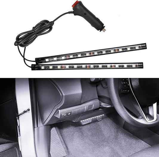 Wuyaoyao Car LED Strip Light, 12V 24 LED Vehicle Interior Atmosphere Lamps with Cigarette Lighter, Auto Under Dash Ambient Night Light, Universal Car Accessories (White, Cigarette Lighter)