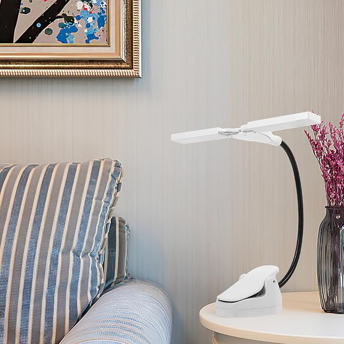 LED Rechargeable Clip-on Music Stand Light Flexible Gooseneck Piano Lamp with LED Desk Light for Upright Piano and Reading Battery Powered Portable Clip for Practice Random Color