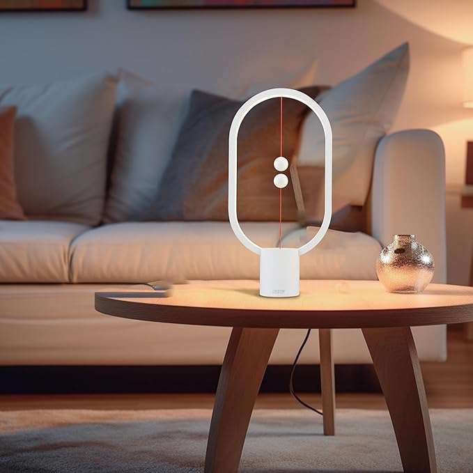 Heng Balance Light, USB Powered LED Table lamp, Creative, Magnetic Switch Night Light, dimmable Eye Protection Table lamp, Used for Gifts, Decoration Bedside, Dormitory and Office(White)