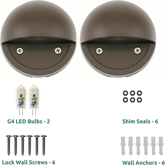 Lumina Lighting® 2W Landscape Deck Lights (2 Pack) | Low Voltage Landscape Lights Waterproof - Outdoor Patio Step Deck Lighting 12V 3000K Replaceable G4 LED Bulb Included DSL0103-BZLED2 (Bronze)