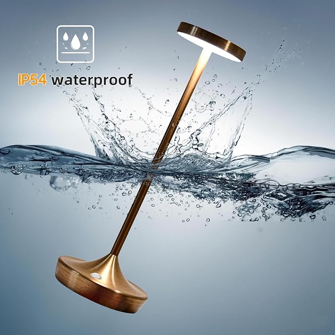 Cordless Table Lamp Rechargeable - 6000mAh LED Battery Operated Table Light - Portable Touch Dimmable Outdoor Waterproof Table Lamps for Patio Restaurant Dining (Bronze)