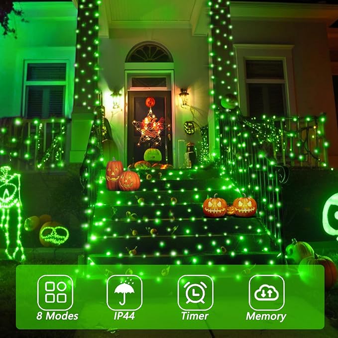 YEGUO 165ft 500 LED Christmas Lights Outdoor Waterproof, Green String Lights Indoor Plug in, 8 Modes Clear Wire for Christmas Holiday Home Tree Garden Patio Decor