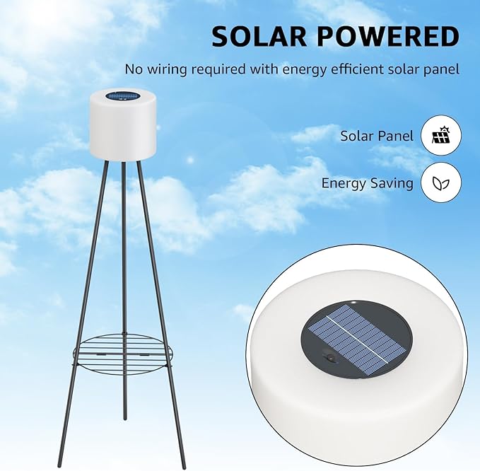 FUYO 2 Pack Solar Floor lamp Outdoor, 41.3'' Solar Powered Lights with 2 Plant Stand, Water-Resistant IP54 Outside Floor Lamps with 3 Lighting Modes for Patio Porch Yard Deck Decor