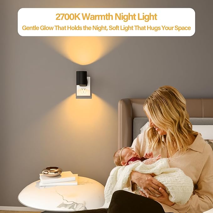 ETL Night Lights Plug into Wall 4 Pack,Plug in Nightlight,2700K Brightness Adjustable Night Light,Warm White,Dusk to Dawn Sensor, Nightlights for Bedroom, Bathroom, Hallway