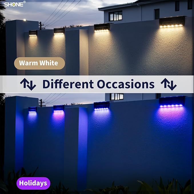 Solar Pool Lights, 12-Color Poolside Lights for Inground Pool, Ultra-Thin 2-Way LEDs for Edge & Deck with Remote, Heavy Duty Stainless Steel Outdoor Waterproof for Swimming (RGB-W, 6PK)