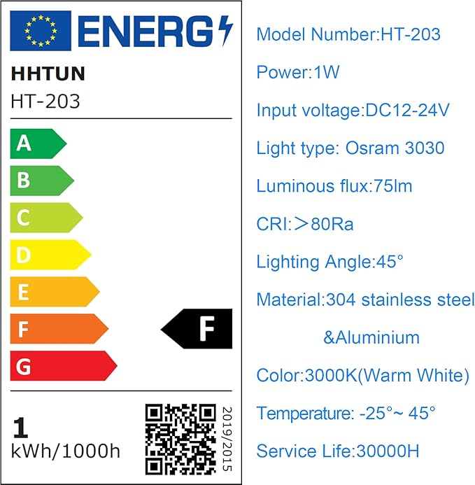 203 LED Underground Lamp, 1W, DC12-24V, IP67, Low-Voltage Recessed Type, Stainless Steel 304 Cover, Suitable for Outdoor Grounds, Decks, Squares, Parks, Courtyards (3000K, 4Packs)