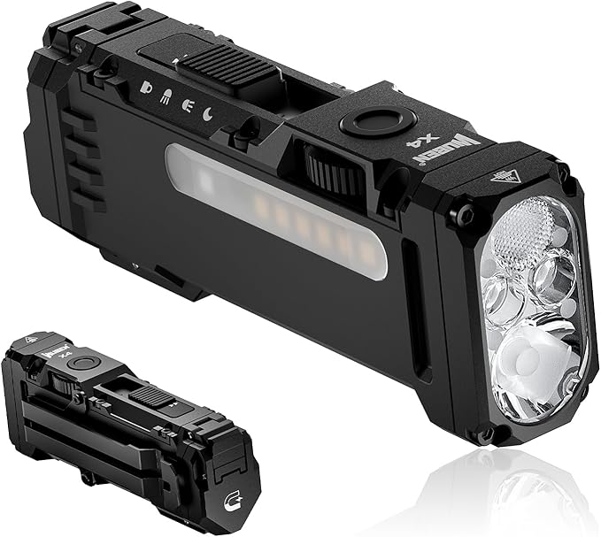WUBEN X4 EDC Rechargeable Flashlight with RGB Light, 1500 Lumens Mini Flashlight with Tactical Switch and Magnetic, IP68 Portable Pocket Clip USB C Flash Light for Camping, Checking, Emergencies