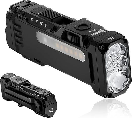 WUBEN X4 EDC Rechargeable Flashlight with RGB Light, 1500 Lumens Mini Flashlight with Tactical Switch and Magnetic, IP68 Portable Pocket Clip USB C Flash Light for Camping, Checking, Emergencies