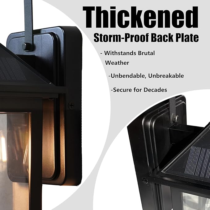 2 Pack Solar Outdoor Wall Lights for Fence Front Door Waterproof Dusk to Dawn Motion Sensor LED Sconce with 3 Modes,3000K E26 Bulb Included,Exterior Porch Lamps Wall Mount Patio Decorative