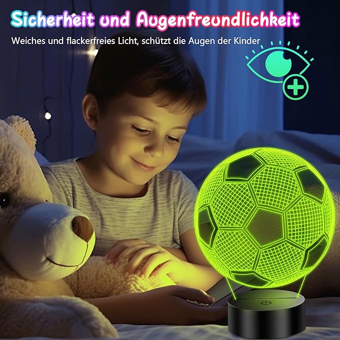 Soccer Easter Gifts for Boys 8-12, 3D Illusion Soccer Lamp Gifts for Kids Teens Boys Girls, 5 6 7 8 9 10 11 12 Year Old Boy Birthday Gifts for Kids Children, Boys Room Decor