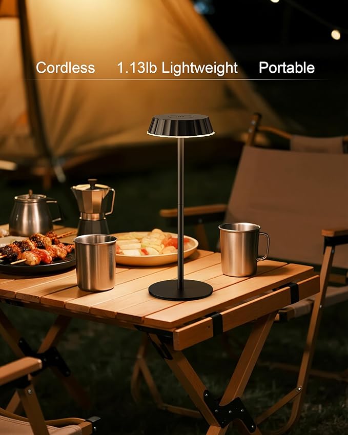 EppieBasic 2 Sets Portable Table Lamps, 5000mAh Battery Operated Cordless Lamp, Shower Light with IP65 Waterproof, 3-Color Stepless Dimmable Light for Bedroom Bathroom Kitchen Outdoor Camping